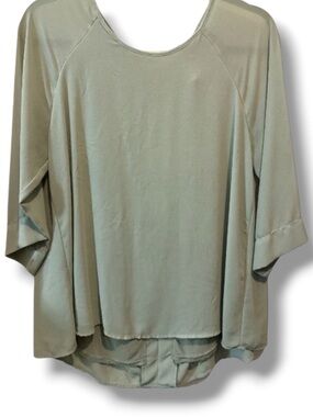Bobeau Women’s Pistachio Mint Green Dressy 3/4 Sheer Sleeve Flowy Top Blouse
